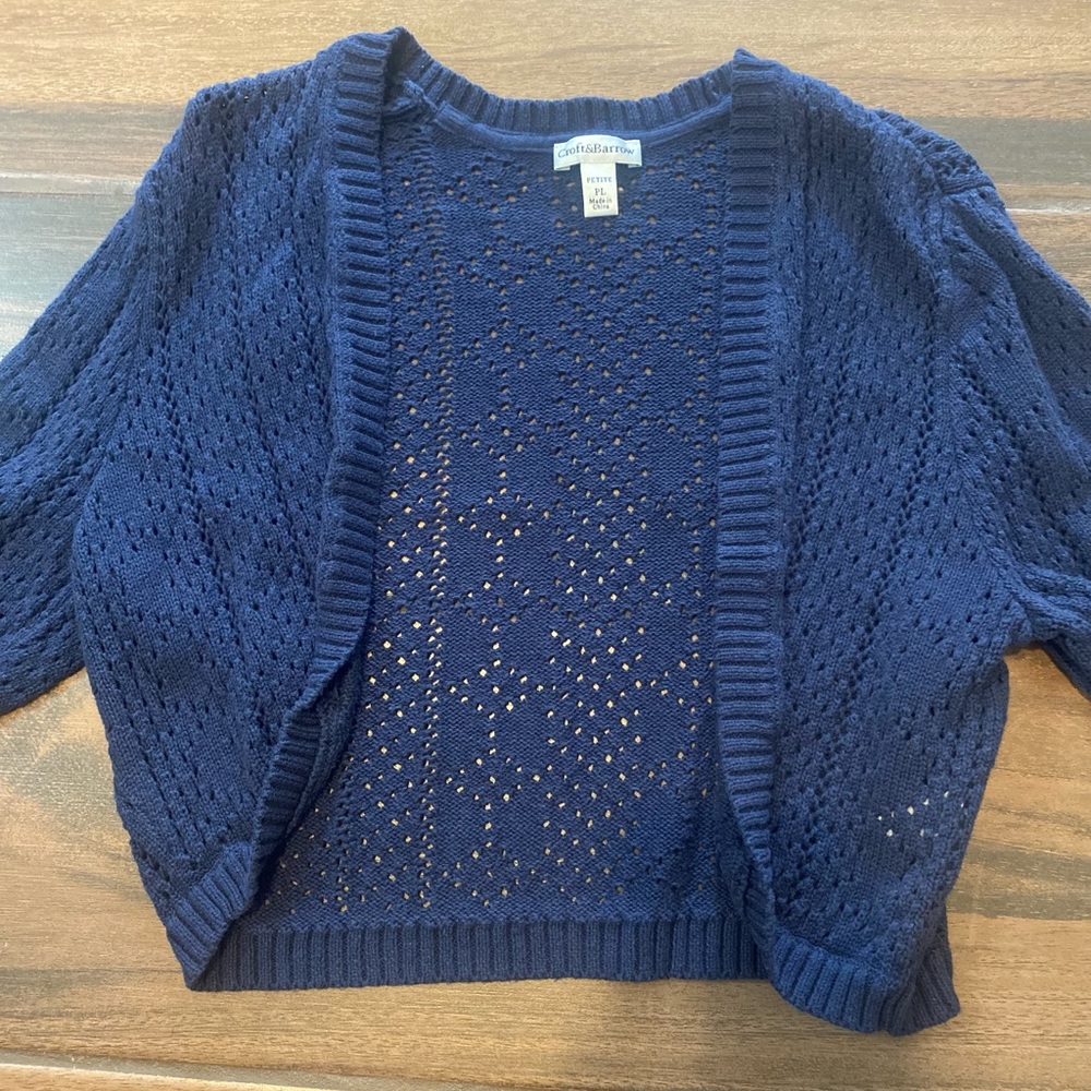 blue crop cardigan